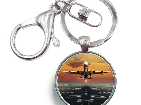 Aircraft Departing from RW30 Designed Circle Key Chains Hot on Sale