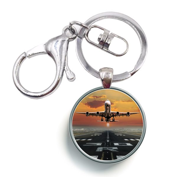 Aircraft Departing from RW30 Designed Circle Key Chains Hot on Sale