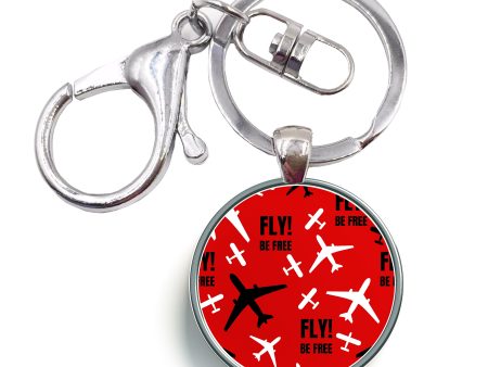 Fly Be Free Red Designed Circle Key Chains For Discount