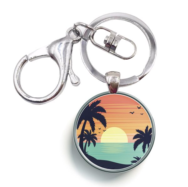 Tropical Summer Theme Designed Circle Key Chains Online