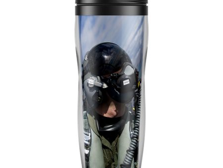 Amazing Military Pilot Selfie Designed Plastic Travel Mugs Online Hot Sale