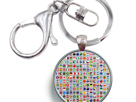 220 World s Flags Designed Circle Key Chains on Sale