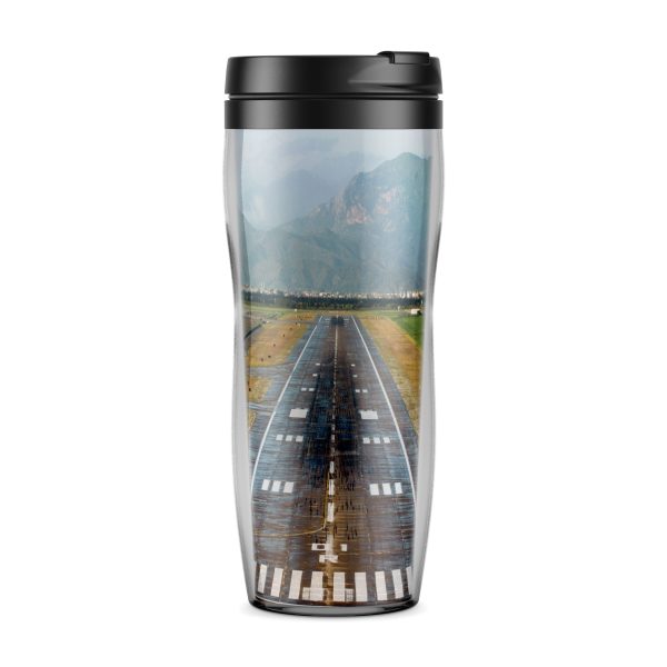 Amazing Mountain View & Runway Designed Plastic Travel Mugs For Discount