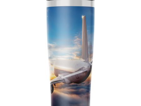 Airliner Jet Cruising over Clouds-Vertical Designed Stainless Steel Travel Mugs on Sale