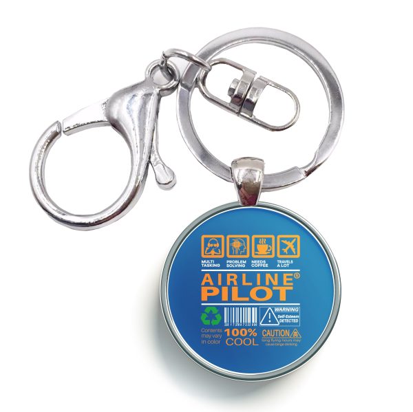 Airline Pilot Label Designed Circle Key Chains For Cheap