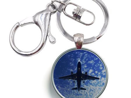 Airplane From Below Designed Circle Key Chains Online Sale