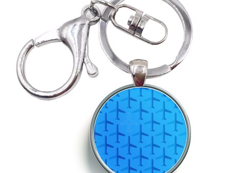 Blue Seamless Airplanes Designed Circle Key Chains For Discount