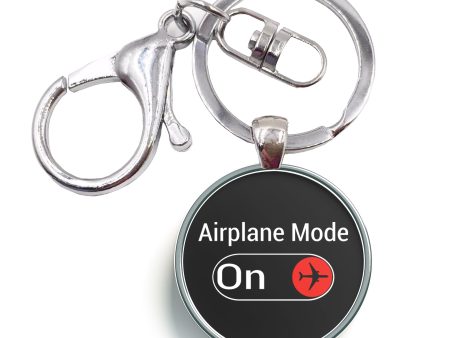 Airplane Mode On Designed Circle Key Chains Fashion