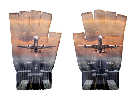 Aircraft Departing from RW30 Designed Cut Gloves Fashion