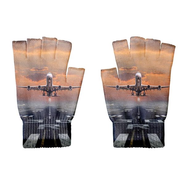 Aircraft Departing from RW30 Designed Cut Gloves Fashion