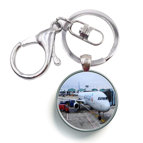 American Airlines A321 Designed Circle Key Chains Online Sale