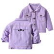 Airbus A350 Silhouette Designed Children Denim Jackets Online Hot Sale