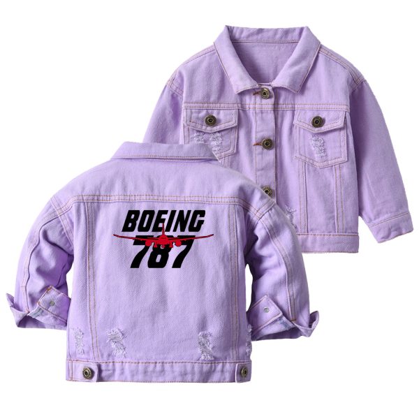 Amazing Boeing 787 Designed Children Denim Jackets Cheap