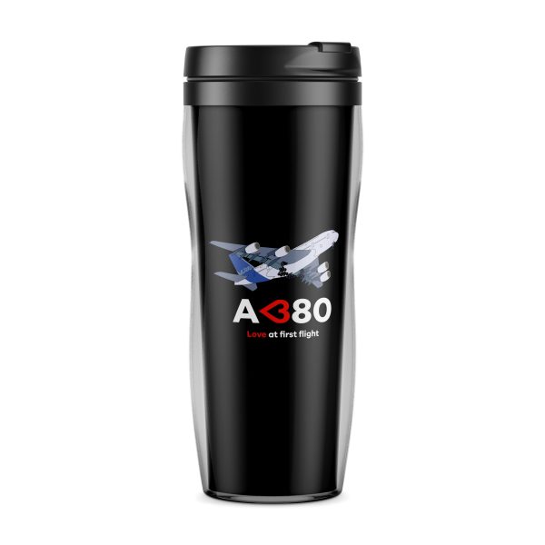 Airbus A380 Love at first flight Designed Plastic Travel Mugs Online