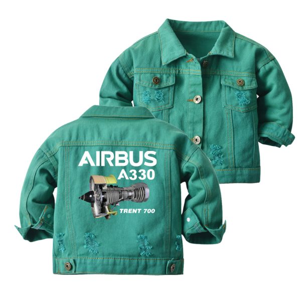 Airbus A330 & Trent 700 Engine Designed Children Denim Jackets on Sale