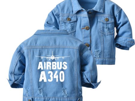 Airbus A340 & Plane Designed Children Denim Jackets Online now