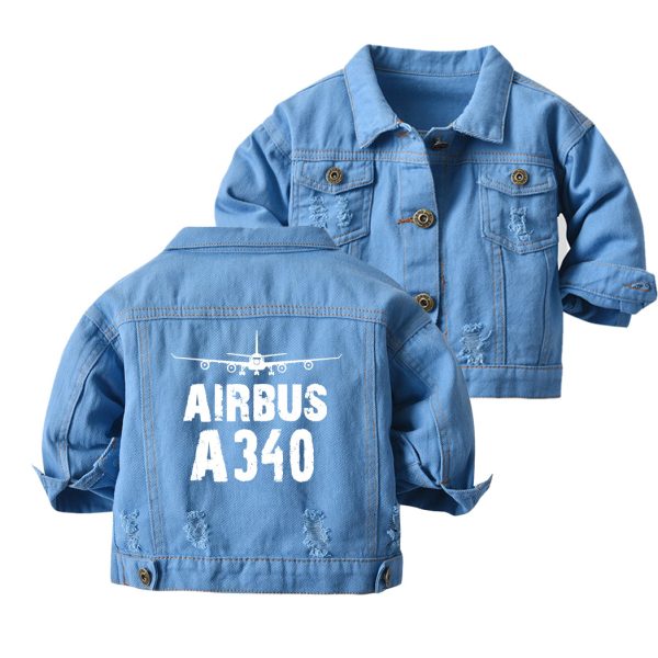 Airbus A340 & Plane Designed Children Denim Jackets Online now