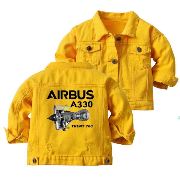 Airbus A330 & Trent 700 Engine Designed Children Denim Jackets on Sale