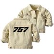 757 Flat Text Designed Children Denim Jackets For Cheap