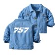 757 Flat Text Designed Children Denim Jackets For Cheap