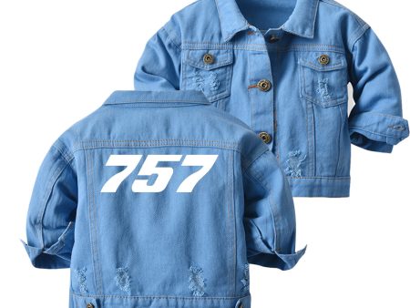 757 Flat Text Designed Children Denim Jackets For Cheap