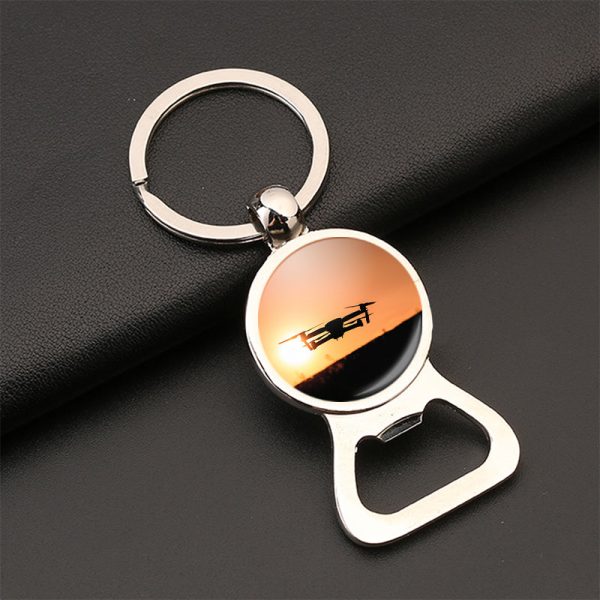 Amazing Drone in Sunset Designed Bottle Opener Key Chains Supply