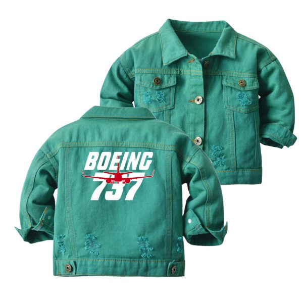 Amazing Boeing 737 Designed Children Denim Jackets Online now