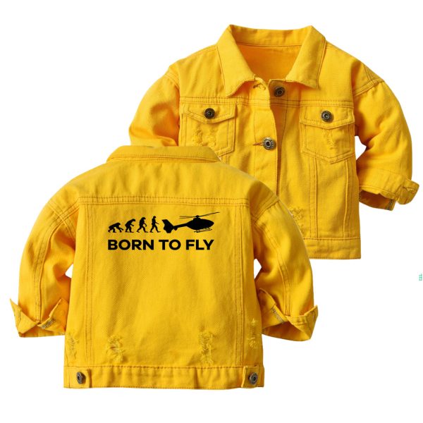 Born To Fly Helicopter Designed Children Denim Jackets Fashion