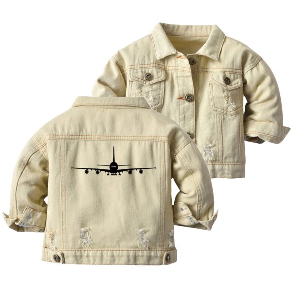 Airbus A380 Silhouette Designed Children Denim Jackets Online now