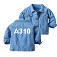 A310 Flat Text Designed Children Denim Jackets For Cheap