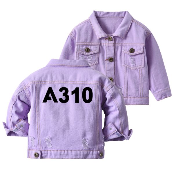 A310 Flat Text Designed Children Denim Jackets For Cheap