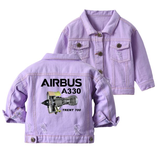 Airbus A330 & Trent 700 Engine Designed Children Denim Jackets on Sale