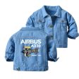 Airbus A330 & Trent 700 Engine Designed Children Denim Jackets on Sale