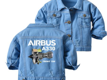 Airbus A330 & Trent 700 Engine Designed Children Denim Jackets on Sale