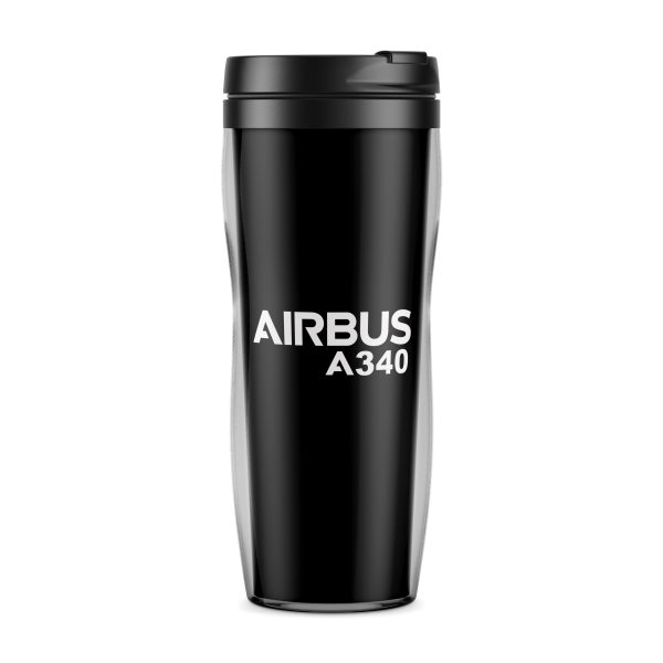 Airbus A340 & Text Designed Plastic Travel Mugs Online now