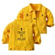 Trust Me I m a Pilot Designed Children Denim Jackets Hot on Sale