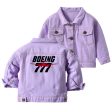 Amazing Boeing 777 Designed Children Denim Jackets Fashion