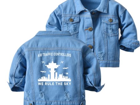 Air Traffic Controllers - We Rule The Sky Designed Children Denim Jackets Online Hot Sale