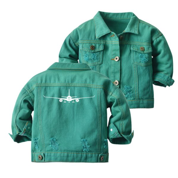 Airbus A350 Silhouette Designed Children Denim Jackets Online Hot Sale