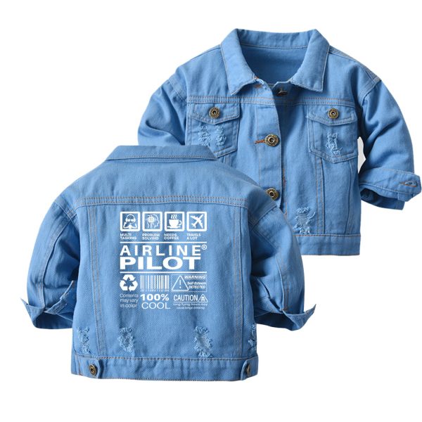 Airline Pilot Label Designed Children Denim Jackets Hot on Sale