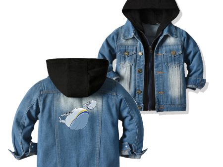 Antonov 225 and 148 Designed Children Hooded Denim Jackets Sale