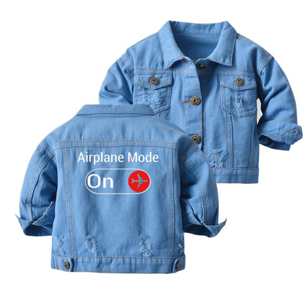 Airplane Mode On Designed Children Denim Jackets Online now