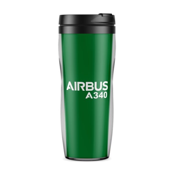 Airbus A340 & Text Designed Plastic Travel Mugs Online now