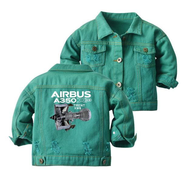 Airbus A350 & Trent Wxb Engine Designed Children Denim Jackets Cheap