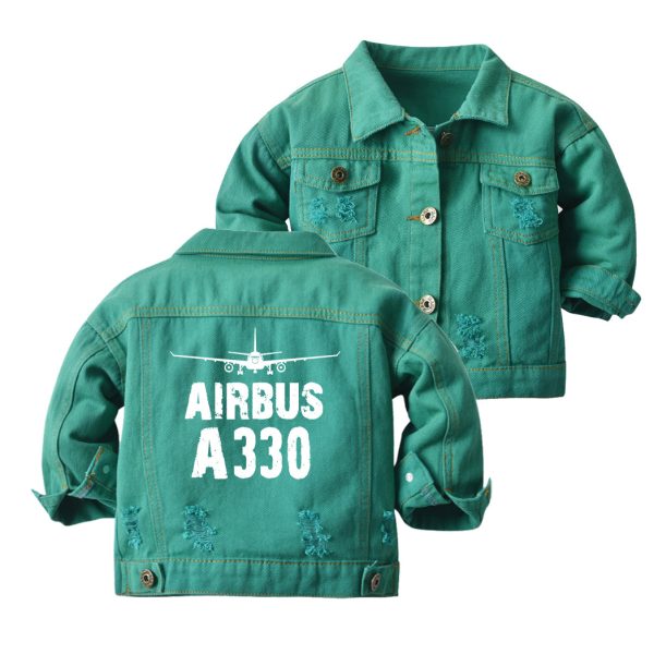 Airbus A330 & Plane Designed Children Denim Jackets Online now