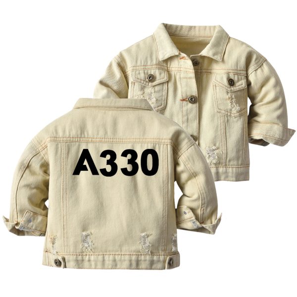 A330 Flat Text Designed Children Denim Jackets Online Sale