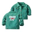 Amazing Boeing 777 Designed Children Denim Jackets Fashion