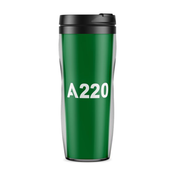 A220 Flat Text Designed Plastic Travel Mugs on Sale