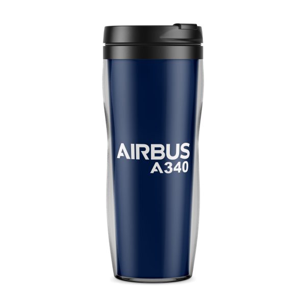 Airbus A340 & Text Designed Plastic Travel Mugs Online now