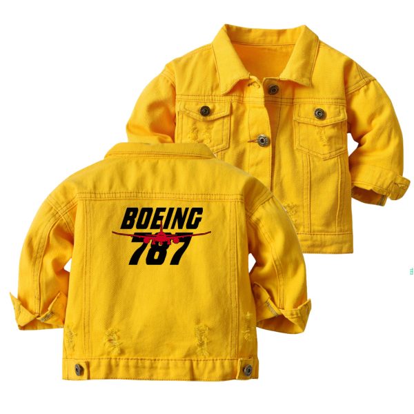 Amazing Boeing 787 Designed Children Denim Jackets Cheap